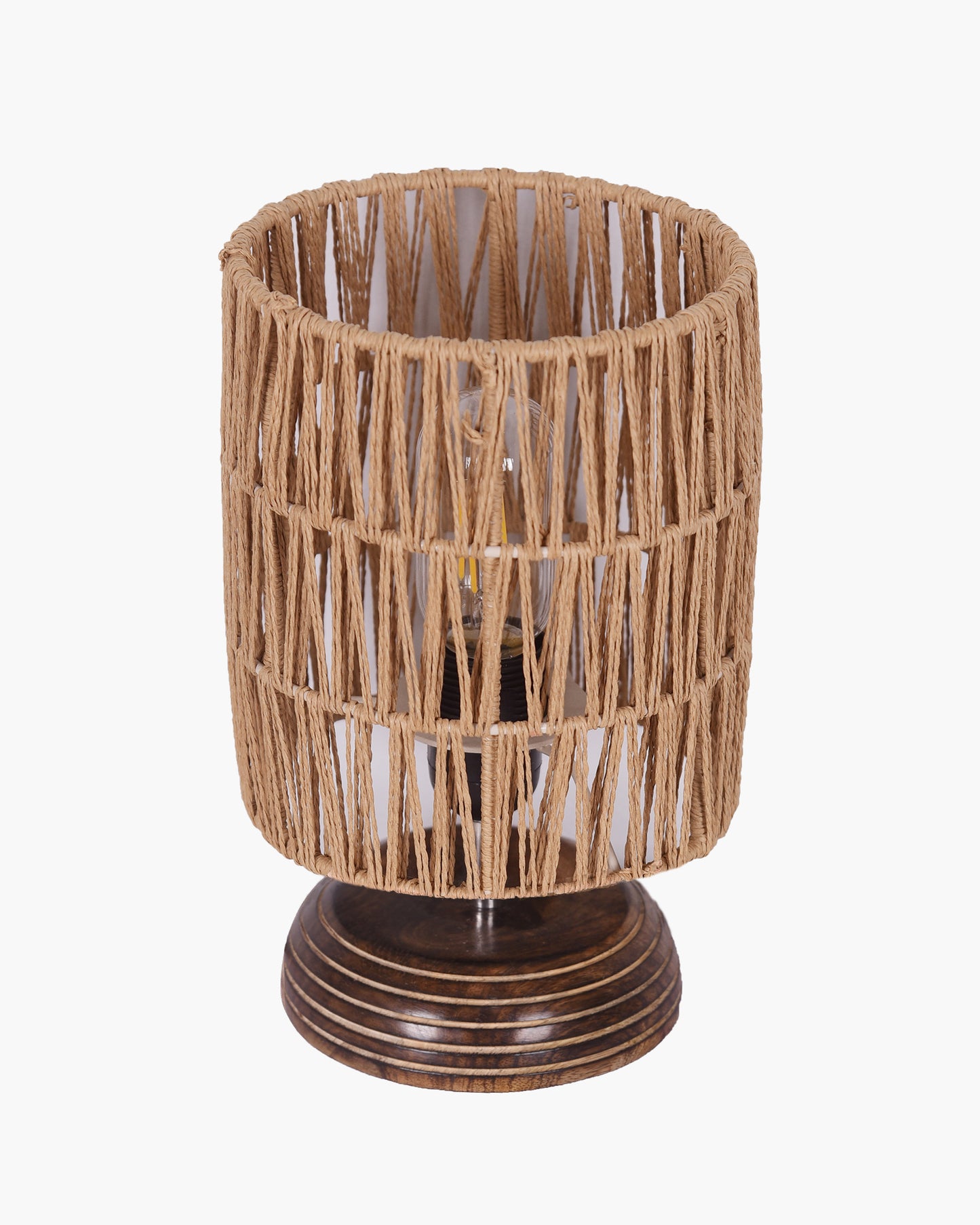 Homesake® Natural Weave Rope Table Lamp | Handcrafted Boho Bedside Light with Wooden Base | Warm Ambient Home Decor, Livra Collection, Lighting & Office Decor Light