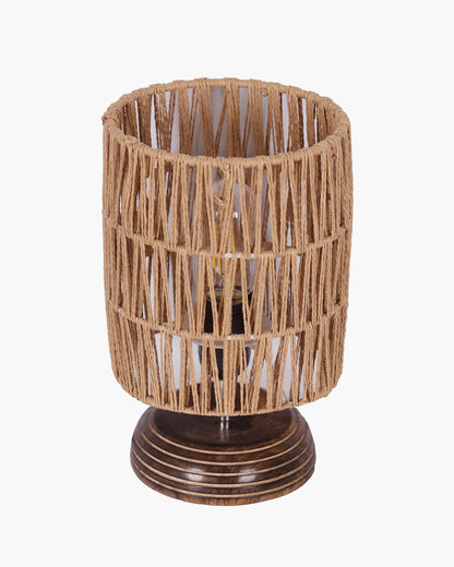 Homesake® Natural Weave Rope Table Lamp | Handcrafted Boho Bedside Light with Wooden Base | Warm Ambient Home Decor, Livra Collection, Lighting & Office Decor Light
