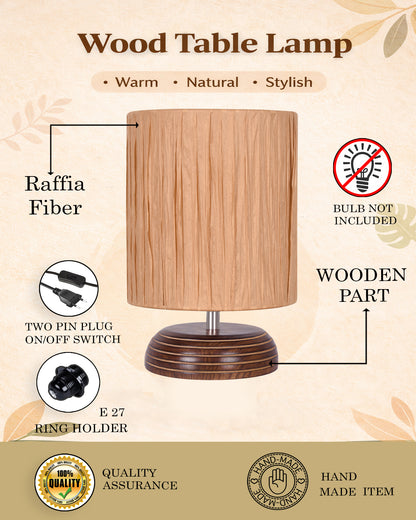 Homesake® Natural Weave Rope Table Lamp | Handcrafted Boho Bedside Light with Wooden Base | Warm Ambient Home Decor, Livra Collection, Lighting & Office Decor Light