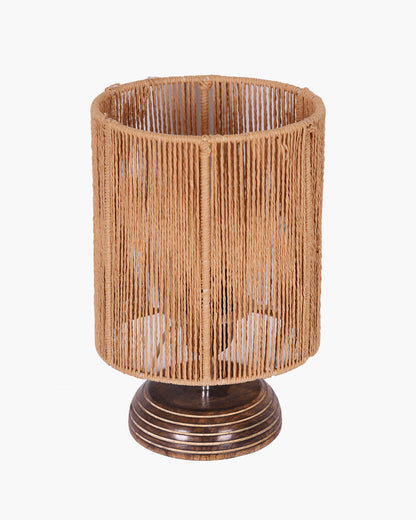 Homesake® Natural Weave Rope Table Lamp | Handcrafted Boho Bedside Light with Wooden Base | Warm Ambient Home Decor, Livra Collection, Lighting & Office Decor Light