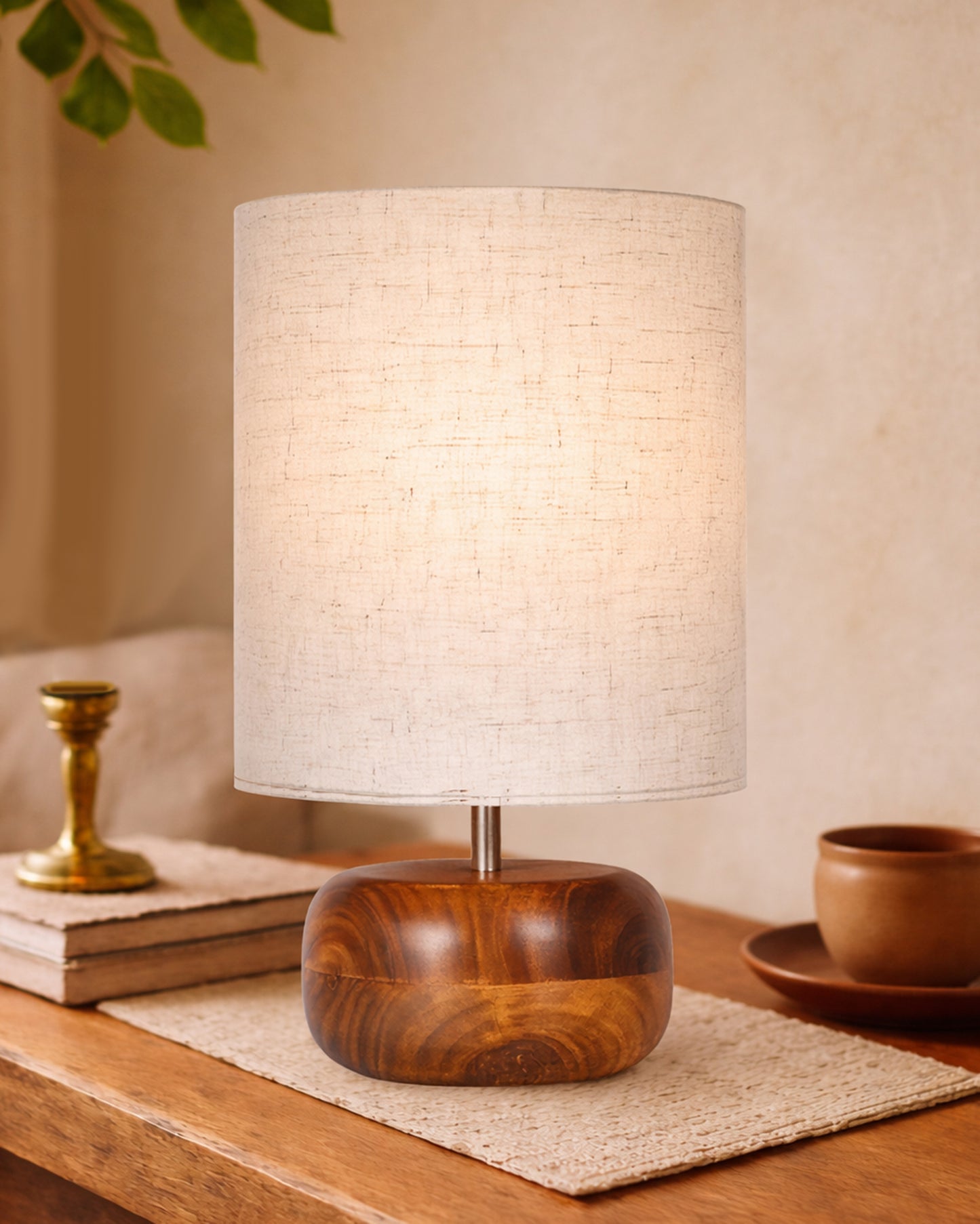 Homesake® Natural Weave Rope Table Lamp | Handcrafted Boho Bedside Light with Wooden Base | Warm Ambient for Night Lamp, Bedroom, Living Room, Study, Kids Room, Livra Home Decor, Ovolo