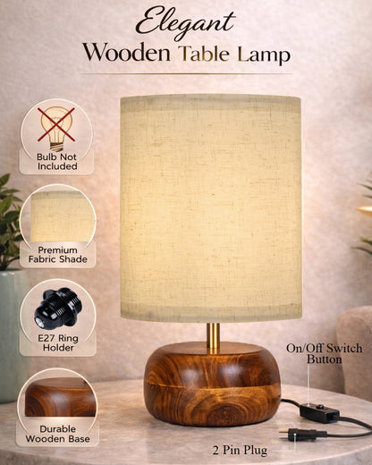 Homesake® Natural Weave Rope Table Lamp | Handcrafted Boho Bedside Light with Wooden Base | Warm Ambient for Night Lamp, Bedroom, Living Room, Study, Kids Room, Livra Home Decor, Ovolo