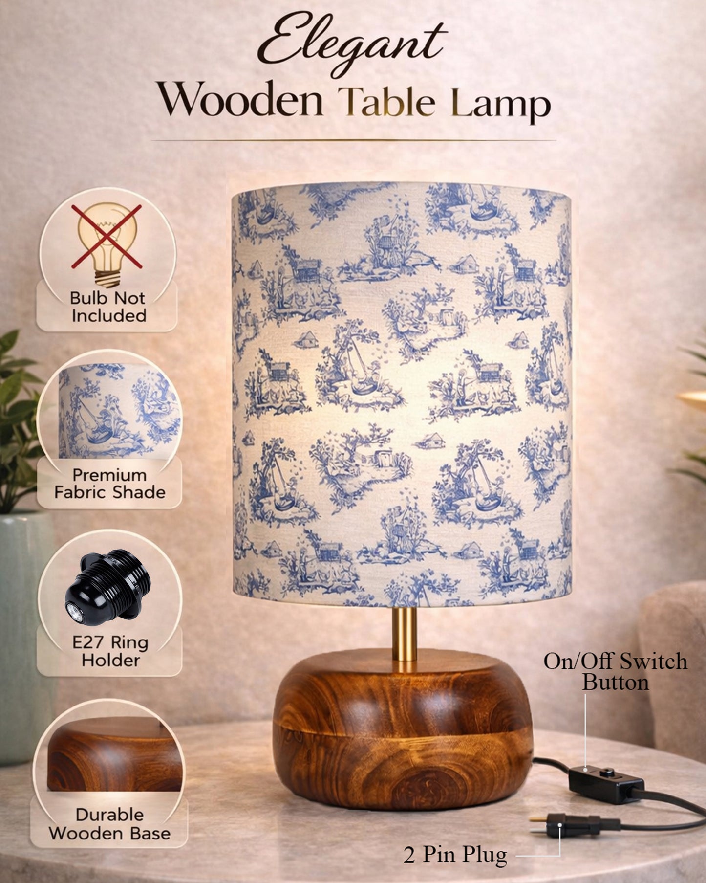 Homesake® Natural Weave Rope Table Lamp | Handcrafted Boho Bedside Light with Wooden Base | Warm Ambient for Night Lamp, Bedroom, Living Room, Study, Kids Room, Livra Home Decor, Ovolo