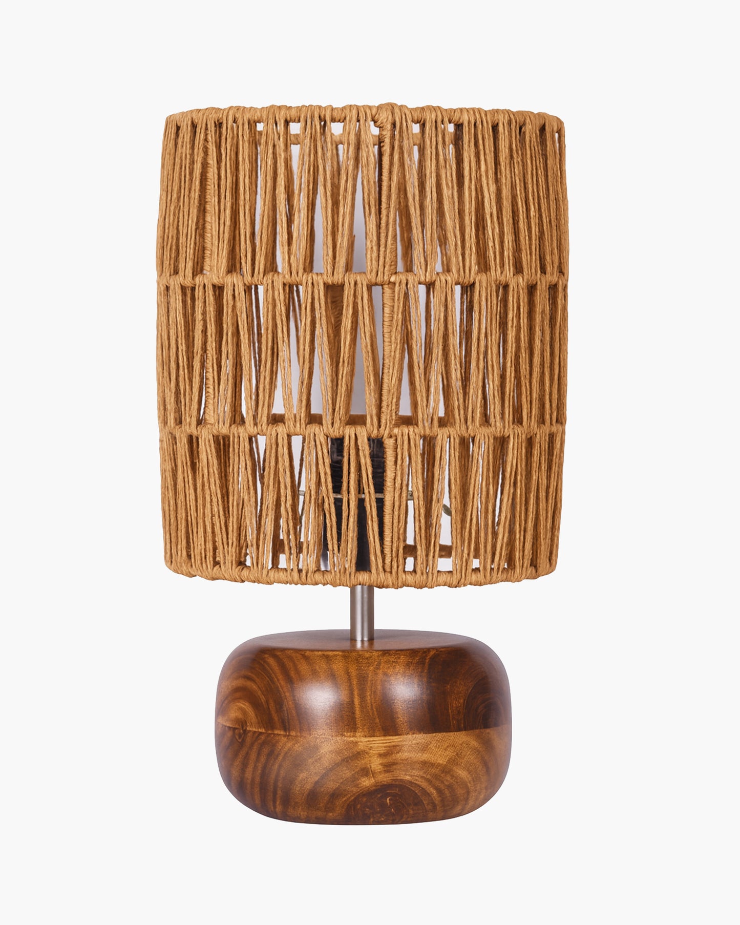 Homesake® Natural Weave Rope Table Lamp | Handcrafted Boho Bedside Light with Wooden Base | Warm Ambient for Night Lamp, Bedroom, Living Room, Study, Kids Room, Livra Home Decor, Ovolo