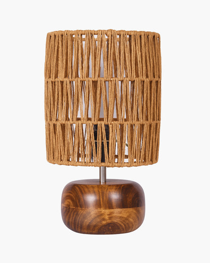 Homesake® Natural Weave Rope Table Lamp | Handcrafted Boho Bedside Light with Wooden Base | Warm Ambient for Night Lamp, Bedroom, Living Room, Study, Kids Room, Livra Home Decor, Ovolo