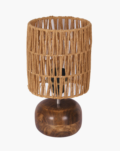 Homesake® Natural Weave Rope Table Lamp | Handcrafted Boho Bedside Light with Wooden Base | Warm Ambient for Night Lamp, Bedroom, Living Room, Study, Kids Room, Livra Home Decor, Ovolo