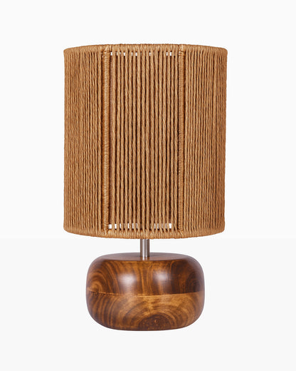 Homesake® Natural Weave Rope Table Lamp | Handcrafted Boho Bedside Light with Wooden Base | Warm Ambient for Night Lamp, Bedroom, Living Room, Study, Kids Room, Livra Home Decor, Ovolo
