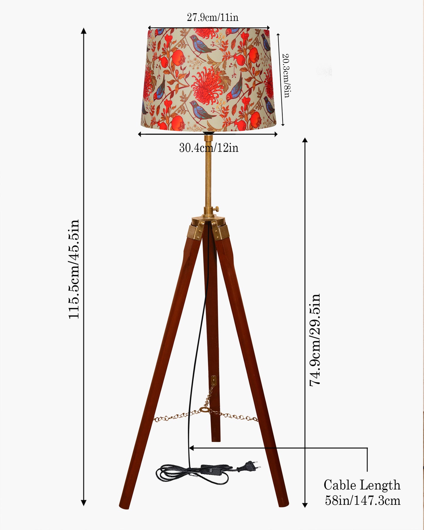 Homesake® Marinor Tripod Floor Lamp | Wooden Nautical Design with Fabric Shade | Living Room & Bedroom Home Decor Lighting