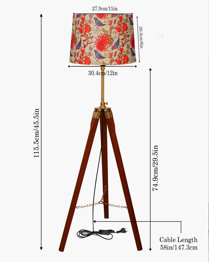 Homesake® Marinor Tripod Floor Lamp | Wooden Nautical Design with Fabric Shade | Living Room & Bedroom Home Decor Lighting