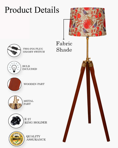 Homesake® Marinor Tripod Floor Lamp | Wooden Nautical Design with Fabric Shade | Living Room & Bedroom Home Decor Lighting