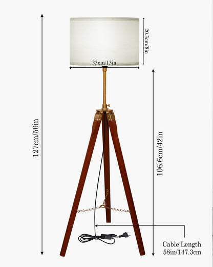 Homesake® Marinor Tripod Floor Lamp | Wooden Nautical Design with Fabric Shade | Living Room & Bedroom Home Decor Lighting