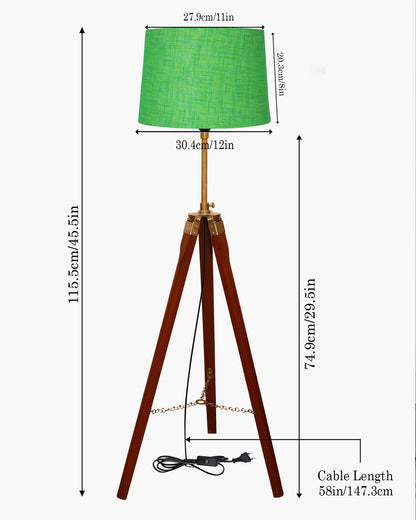 Homesake® Marinor Tripod Floor Lamp | Wooden Nautical Design with Fabric Shade | Living Room & Bedroom Home Decor Lighting