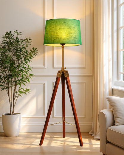 Homesake® Marinor Tripod Floor Lamp | Wooden Nautical Design with Fabric Shade | Living Room & Bedroom Home Decor Lighting