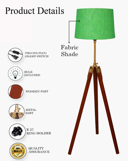 Homesake® Marinor Tripod Floor Lamp | Wooden Nautical Design with Fabric Shade | Living Room & Bedroom Home Decor Lighting