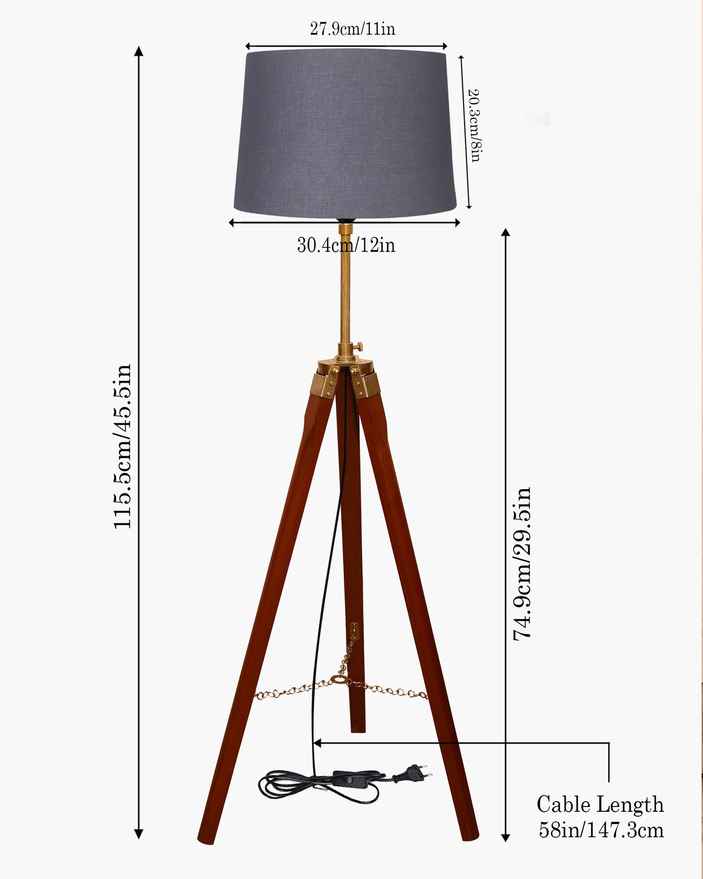 Homesake® Marinor Tripod Floor Lamp | Wooden Nautical Design with Fabric Shade | Living Room & Bedroom Home Decor Lighting