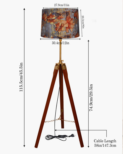 Homesake® Marinor Tripod Floor Lamp | Wooden Nautical Design with Fabric Shade | Living Room & Bedroom Home Decor Lighting