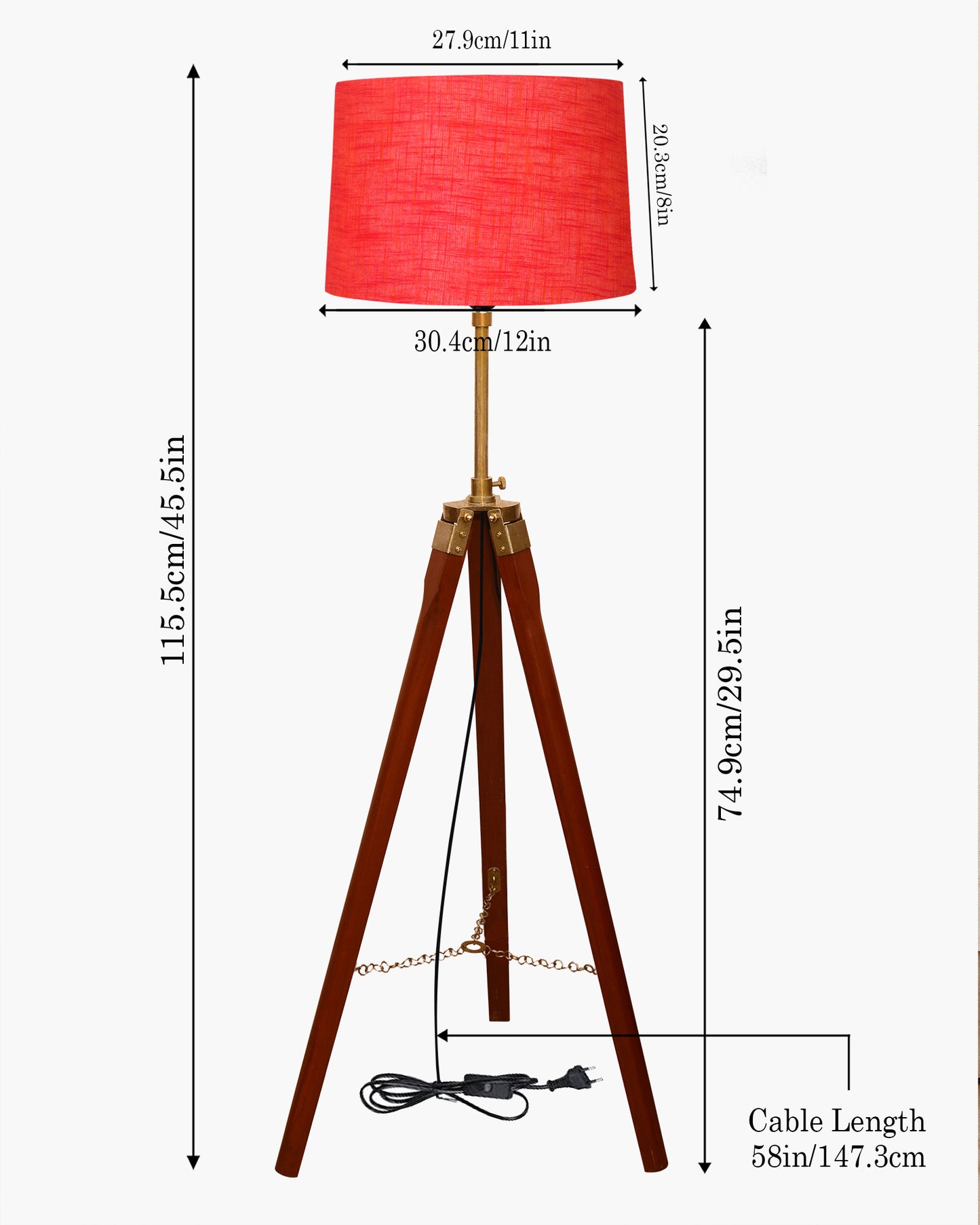 Homesake® Marinor Tripod Floor Lamp | Wooden Nautical Design with Fabric Shade | Living Room & Bedroom Home Decor Lighting