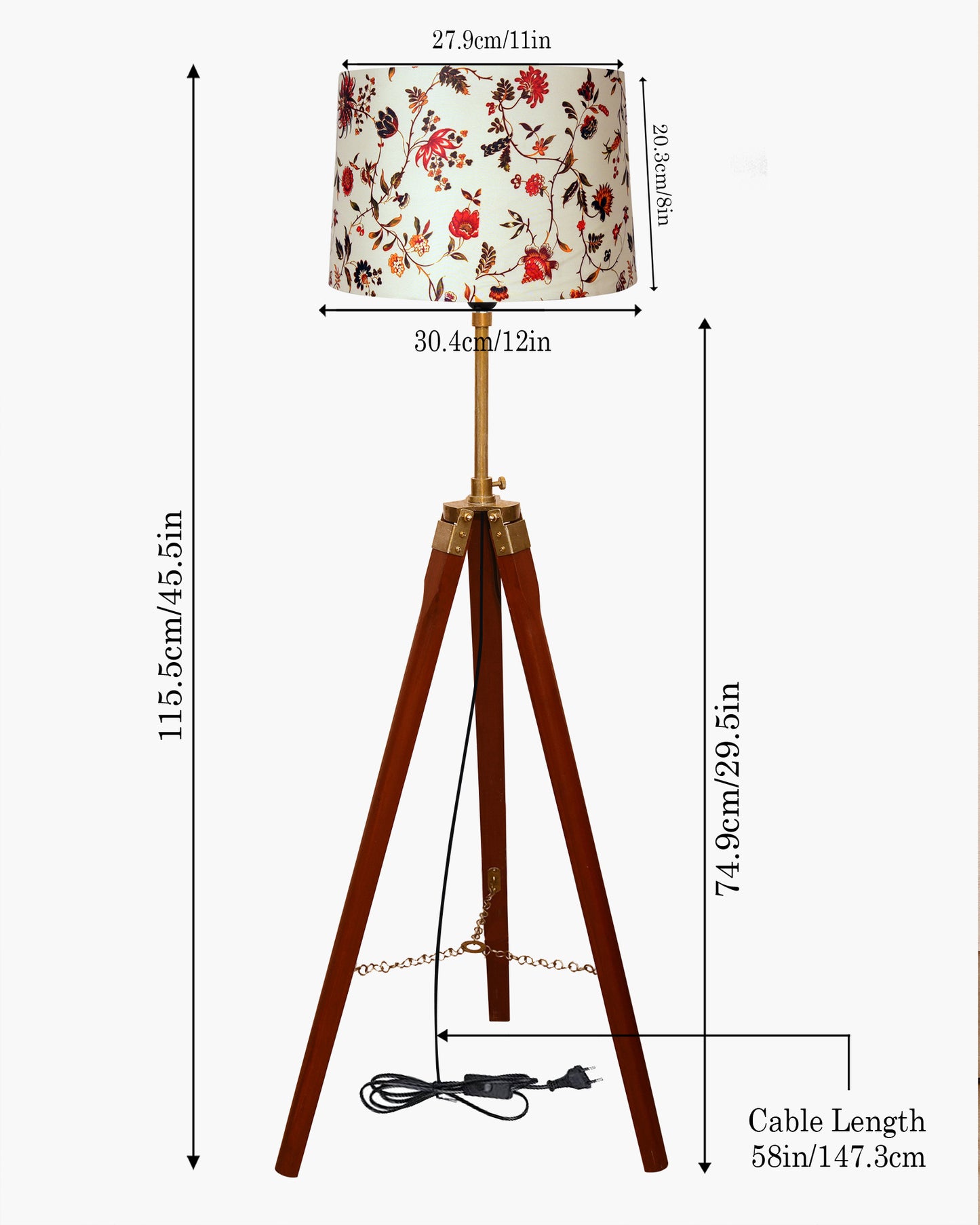 Homesake® Marinor Tripod Floor Lamp | Wooden Nautical Design with Fabric Shade | Living Room & Bedroom Home Decor Lighting