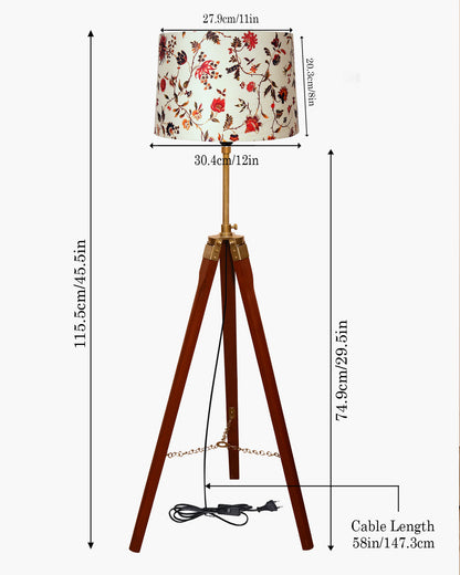 Homesake® Marinor Tripod Floor Lamp | Wooden Nautical Design with Fabric Shade | Living Room & Bedroom Home Decor Lighting