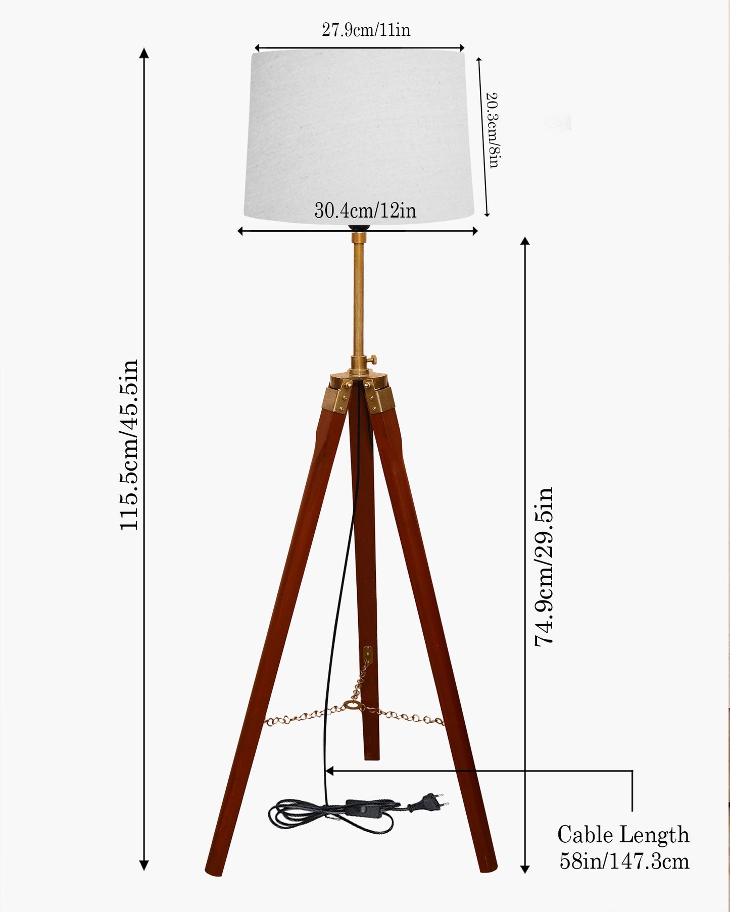Homesake® Marinor Tripod Floor Lamp | Wooden Nautical Design with Fabric Shade | Living Room & Bedroom Home Decor Lighting