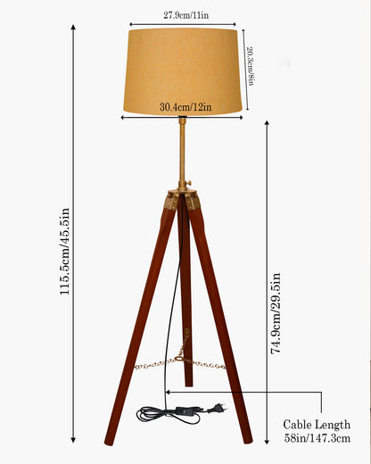 Homesake® Marinor Tripod Floor Lamp | Wooden Nautical Design with Fabric Shade | Living Room & Bedroom Home Decor Lighting