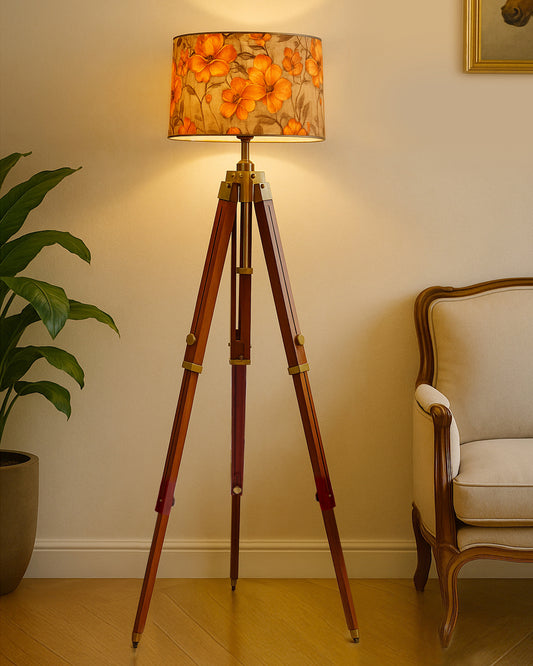 Homesake® Marinor Heritage Solid Wood Tripod Lamp | Premium Sheesham with Adjustable Height | Modern Home Lighting Living Room & Bedroom Decor