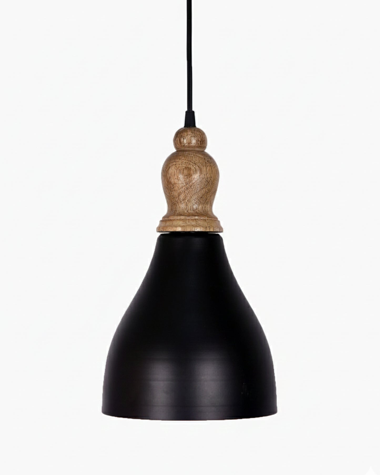 Homesake® Vanora Wooden Top Black Pendant Light for Living Room | Modern Dome Hanging Lamp for Bedroom & Dining | Wood Metal Warm Light, Croft, Step