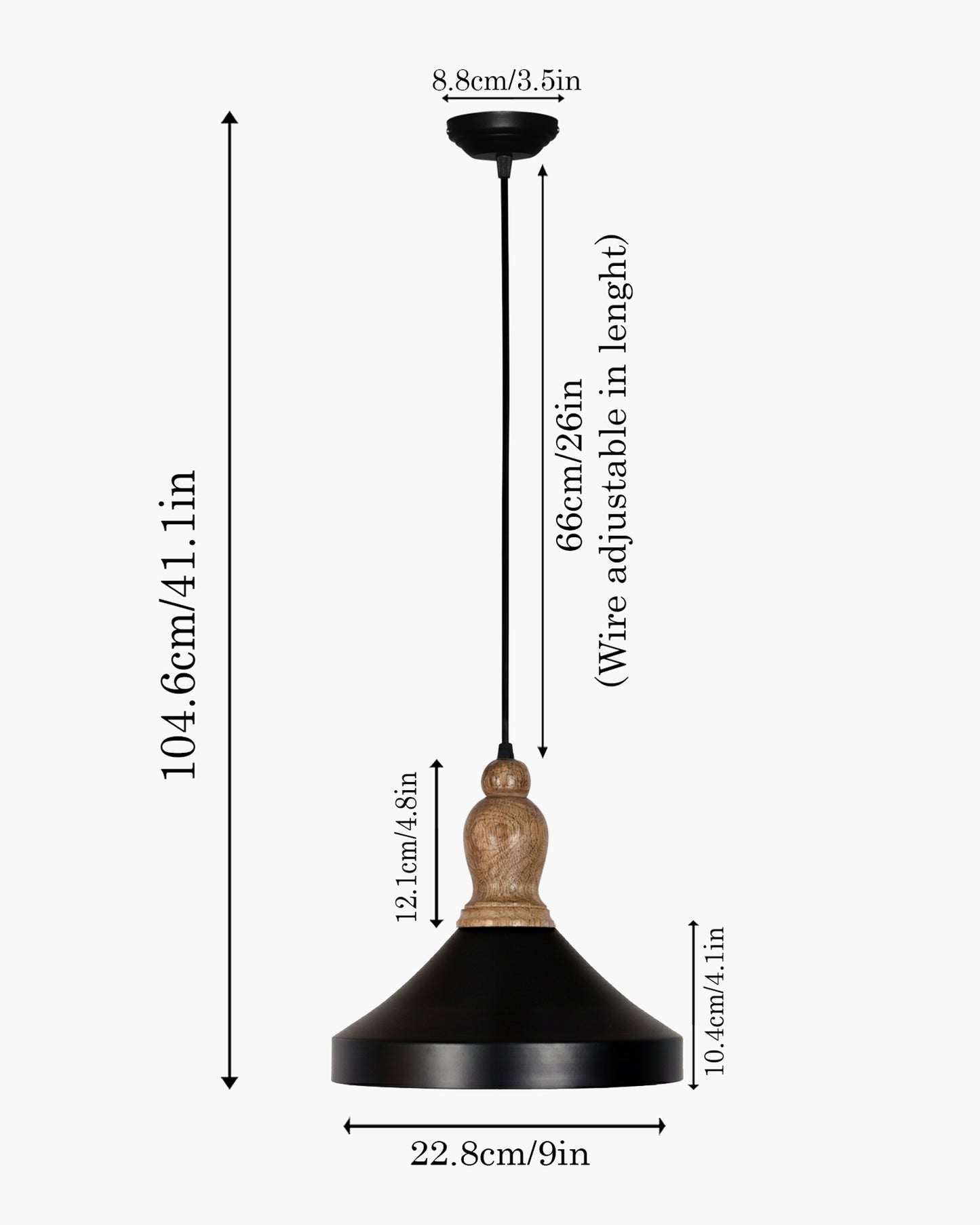 Homesake® Vanora Wooden Top Black Pendant Light for Living Room | Modern Dome Hanging Lamp for Bedroom & Dining | Wood Metal Warm Light, Parker
