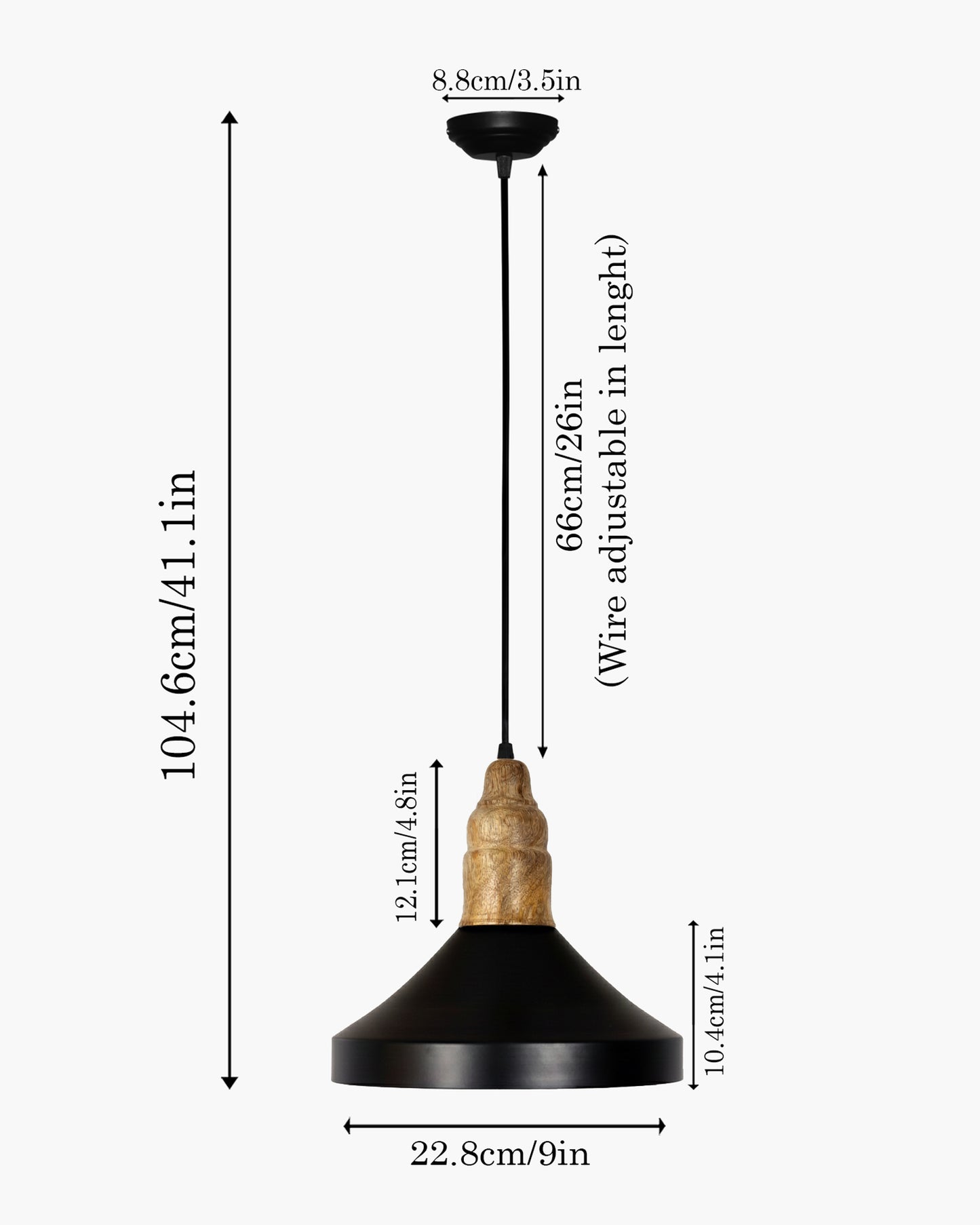 Homesake® Vanora Wooden Top Black Pendant Light for Living Room | Modern Dome Hanging Lamp for Bedroom & Dining | Wood Metal Warm Light, Parker