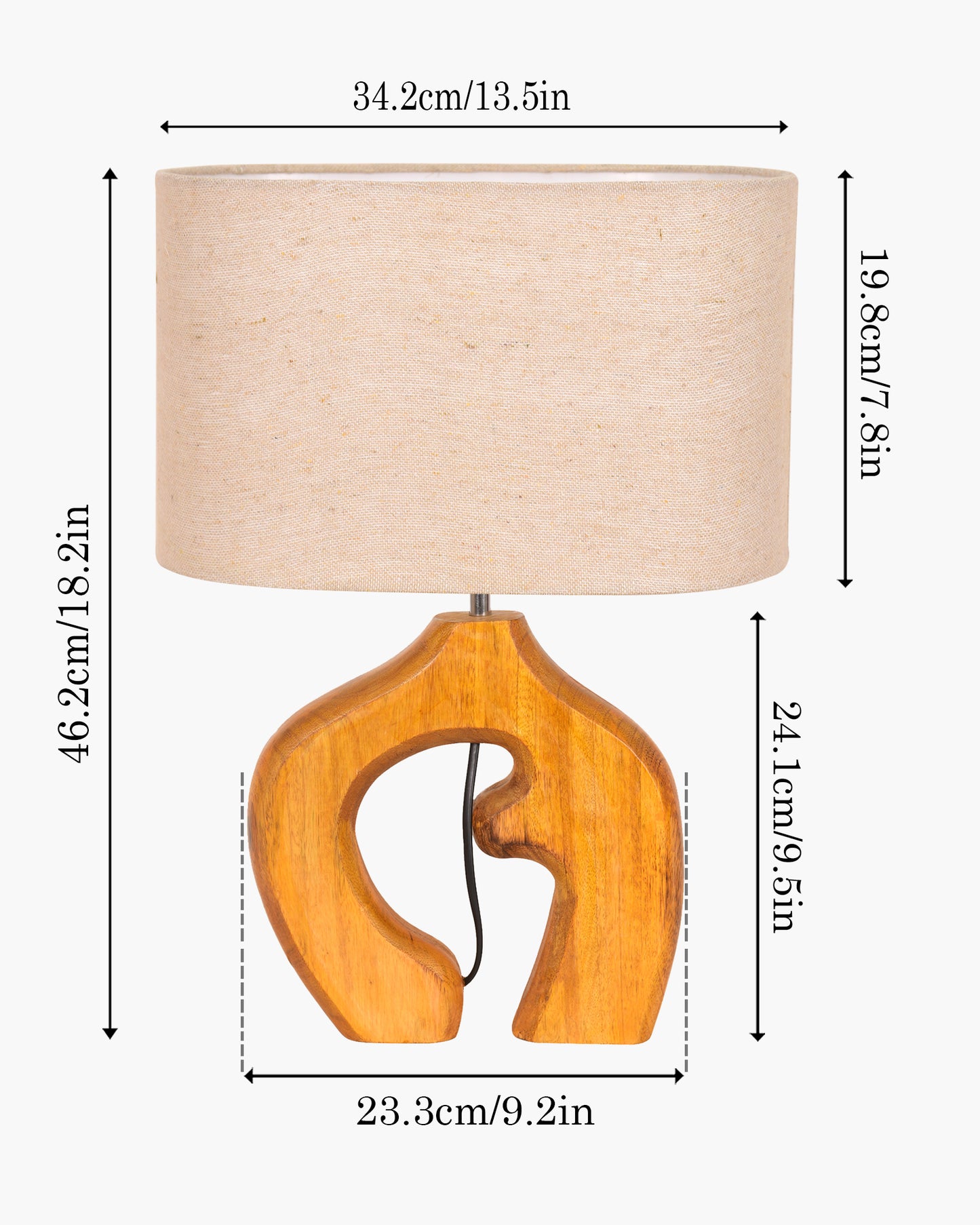 Homesake® Ellora Sculpted Wood Table Lamp with Fabric Shade – Hand-Carved Arch Base, Light for Bedroom & Living Room, Blue Bird Rectangle