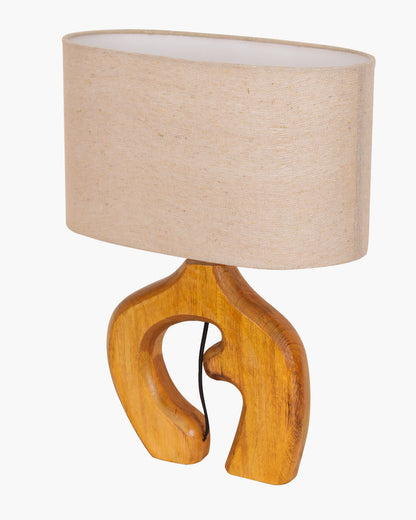 Homesake® Ellora Sculpted Wood Table Lamp with Fabric Shade – Hand-Carved Arch Base, Light for Bedroom & Living Room, Blue Bird Rectangle