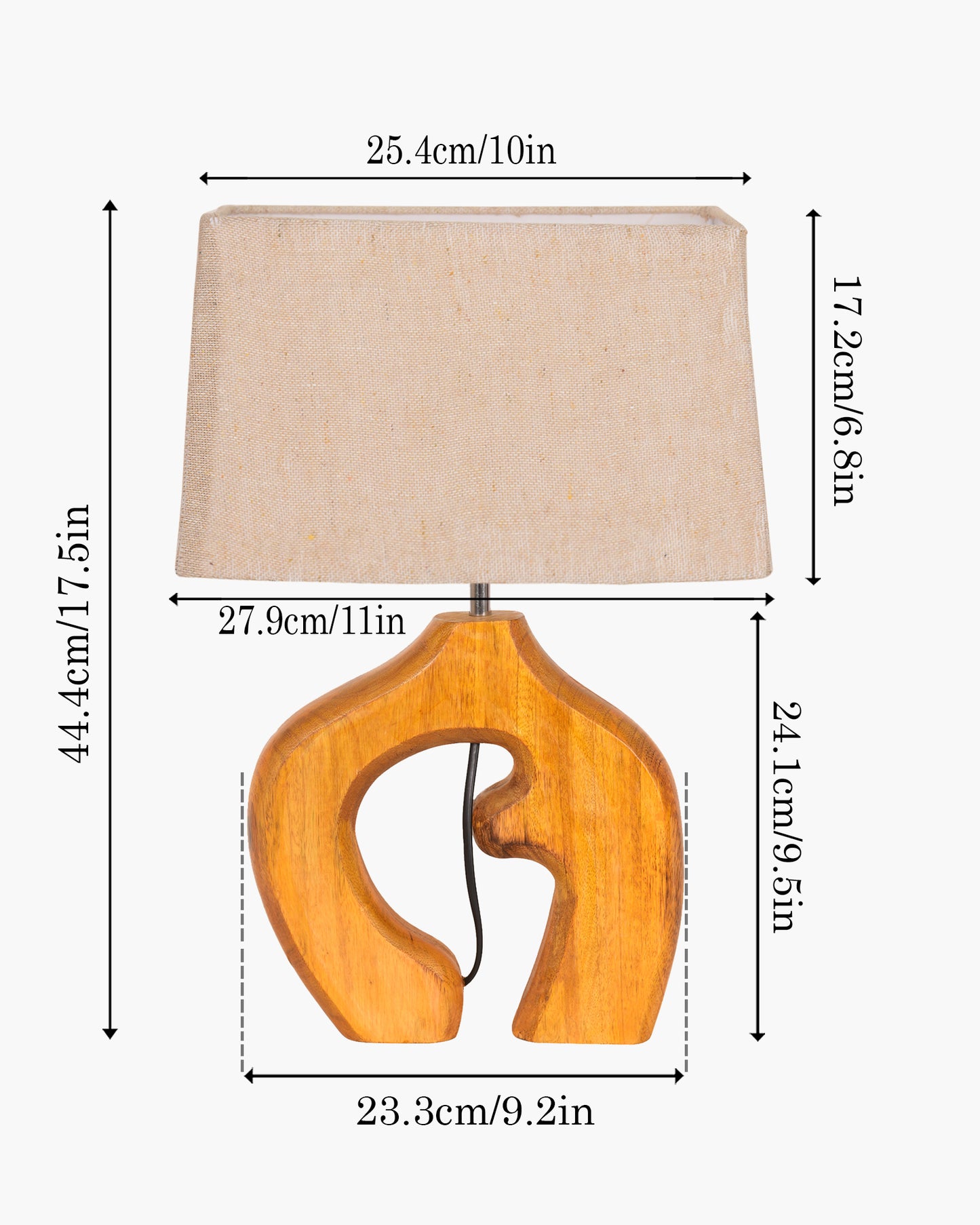 Homesake® Ellora Sculpted Wood Table Lamp with Fabric Shade – Hand-Carved Arch Base, Light for Bedroom & Living Room, Blue Bird Rectangle