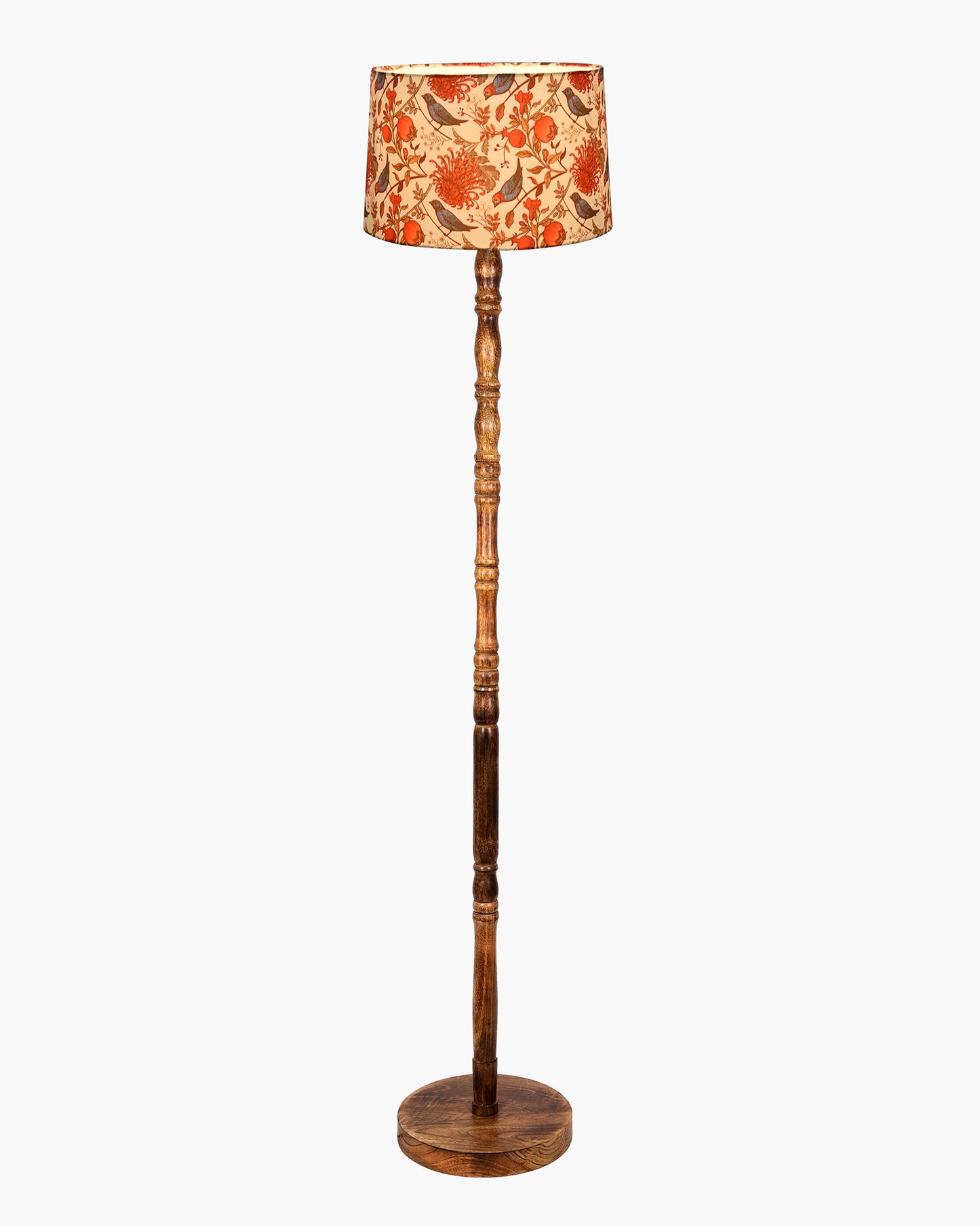 Homesake® Mid Century Solid Wood Antique Floor Lamp,Hand turned Floor Lamp Wood for Living Room,Stand Lamp with Fabric Lampshade for Bedroom, Study Room and Office