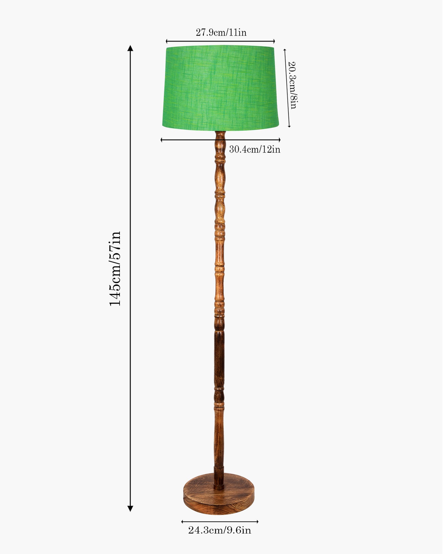 Homesake® Mid Century Solid Wood Antique Floor Lamp,Hand turned Floor Lamp Wood for Living Room,Stand Lamp with Fabric Lampshade for Bedroom, Study Room and Office