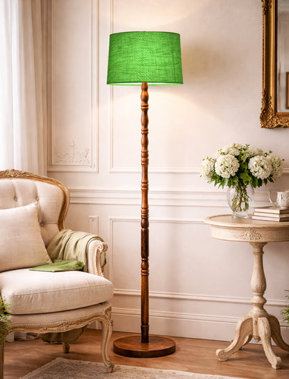 Homesake® Mid Century Solid Wood Antique Floor Lamp,Hand turned Floor Lamp Wood for Living Room,Stand Lamp with Fabric Lampshade for Bedroom, Study Room and Office