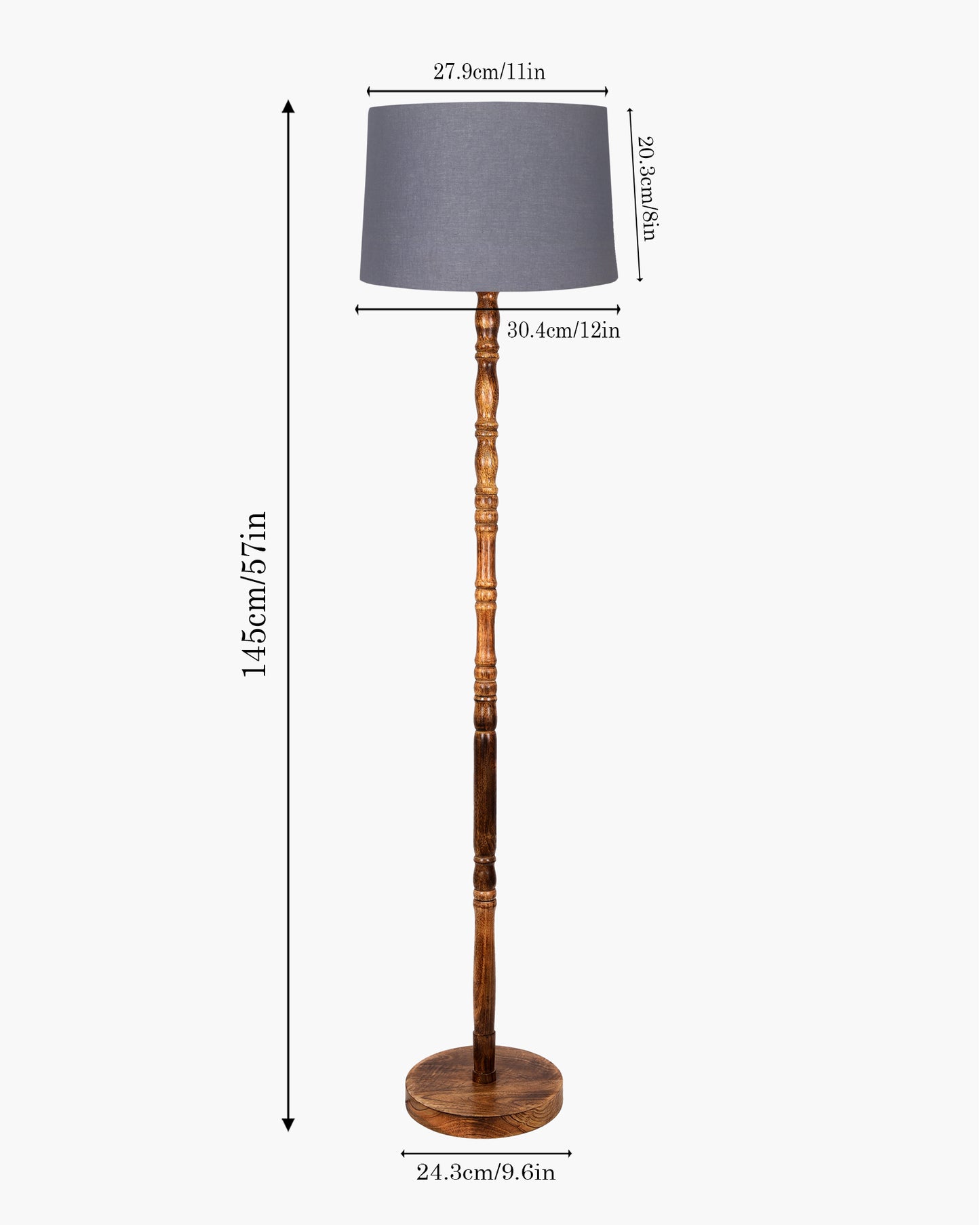 Homesake® Mid Century Solid Wood Antique Floor Lamp,Hand turned Floor Lamp Wood for Living Room,Stand Lamp with Fabric Lampshade for Bedroom, Study Room and Office