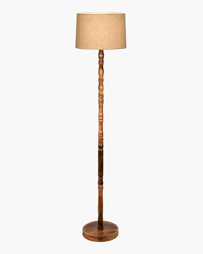 Homesake® Mid Century Solid Wood Antique Floor Lamp,Hand turned Floor Lamp Wood for Living Room,Stand Lamp with Fabric Lampshade for Bedroom, Study Room and Office