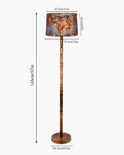 Homesake® Mid Century Solid Wood Antique Floor Lamp,Hand turned Floor Lamp Wood for Living Room,Stand Lamp with Fabric Lampshade for Bedroom, Study Room and Office