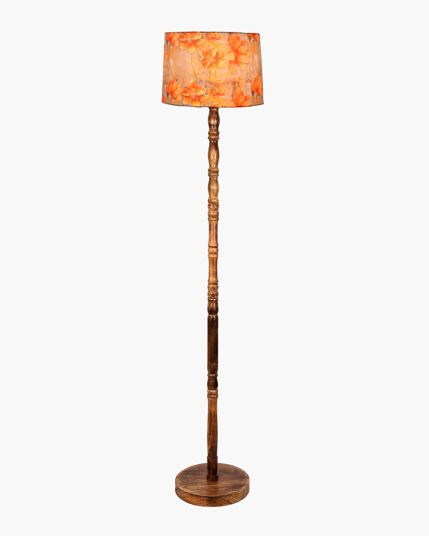 Homesake® Mid Century Solid Wood Antique Floor Lamp,Hand turned Floor Lamp Wood for Living Room,Stand Lamp with Fabric Lampshade for Bedroom, Study Room and Office