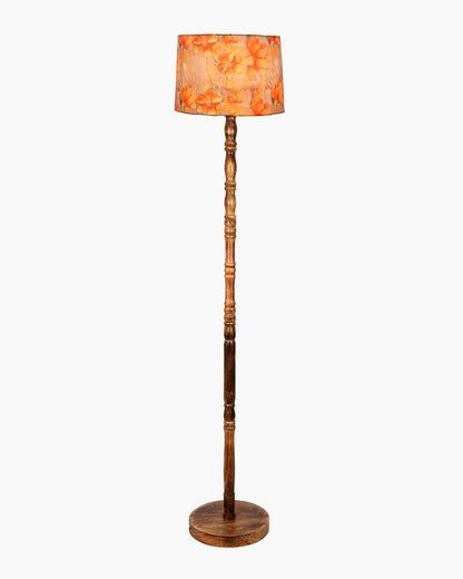 Homesake® Mid Century Solid Wood Antique Floor Lamp,Hand turned Floor Lamp Wood for Living Room,Stand Lamp with Fabric Lampshade for Bedroom, Study Room and Office