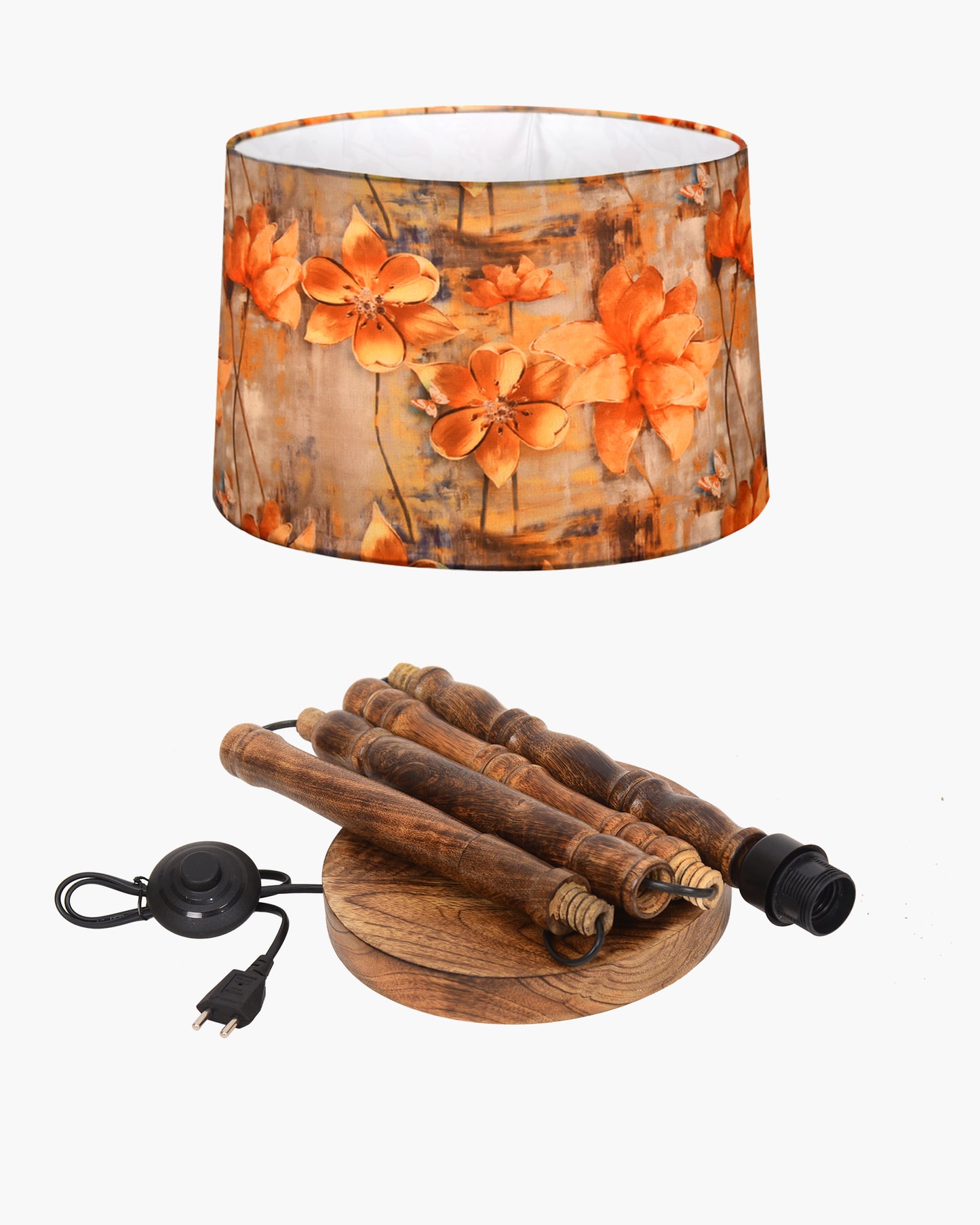 Homesake® Mid Century Solid Wood Antique Floor Lamp,Hand turned Floor Lamp Wood for Living Room,Stand Lamp with Fabric Lampshade for Bedroom, Study Room and Office