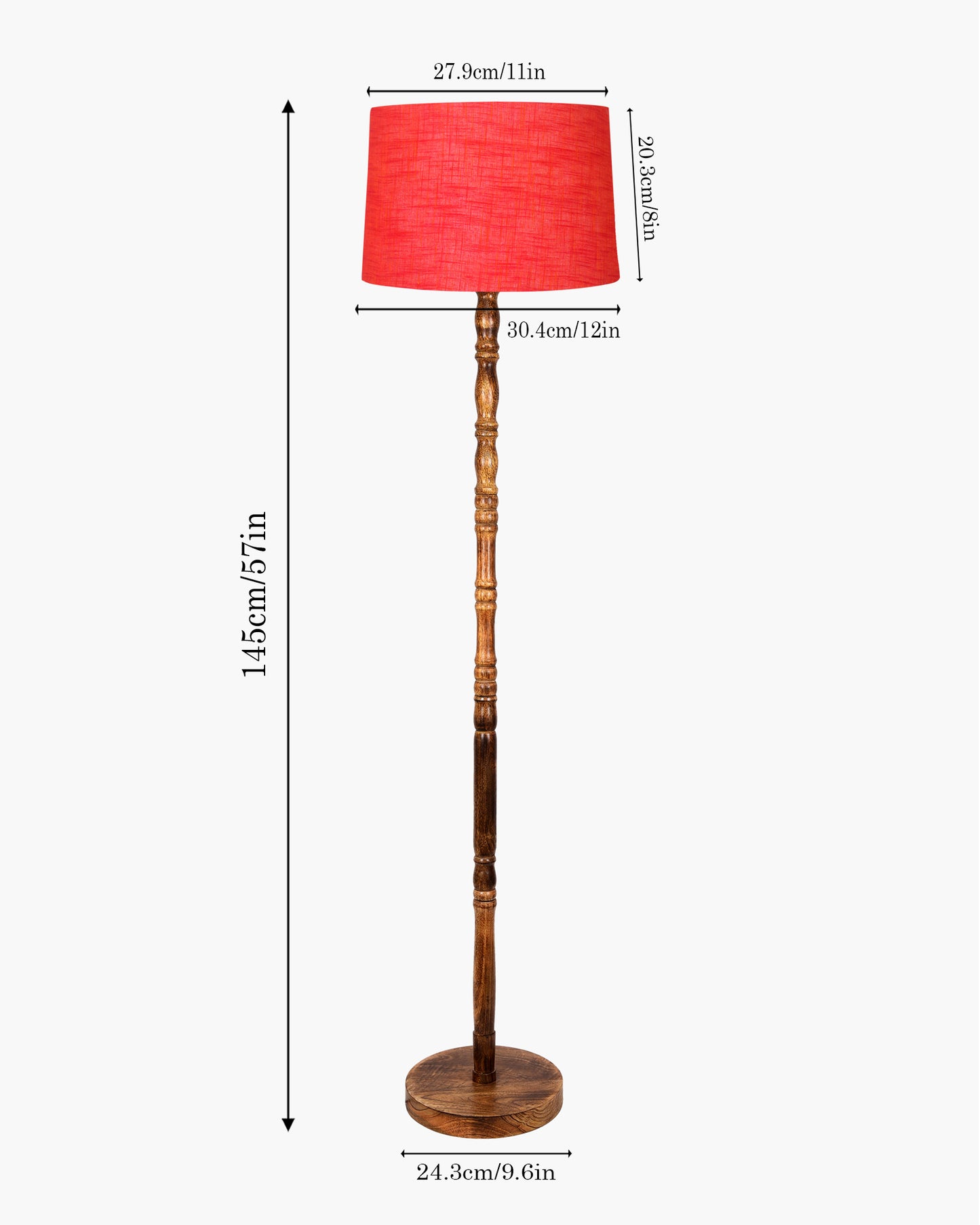 Homesake® Mid Century Solid Wood Antique Floor Lamp,Hand turned Floor Lamp Wood for Living Room,Stand Lamp with Fabric Lampshade for Bedroom, Study Room and Office