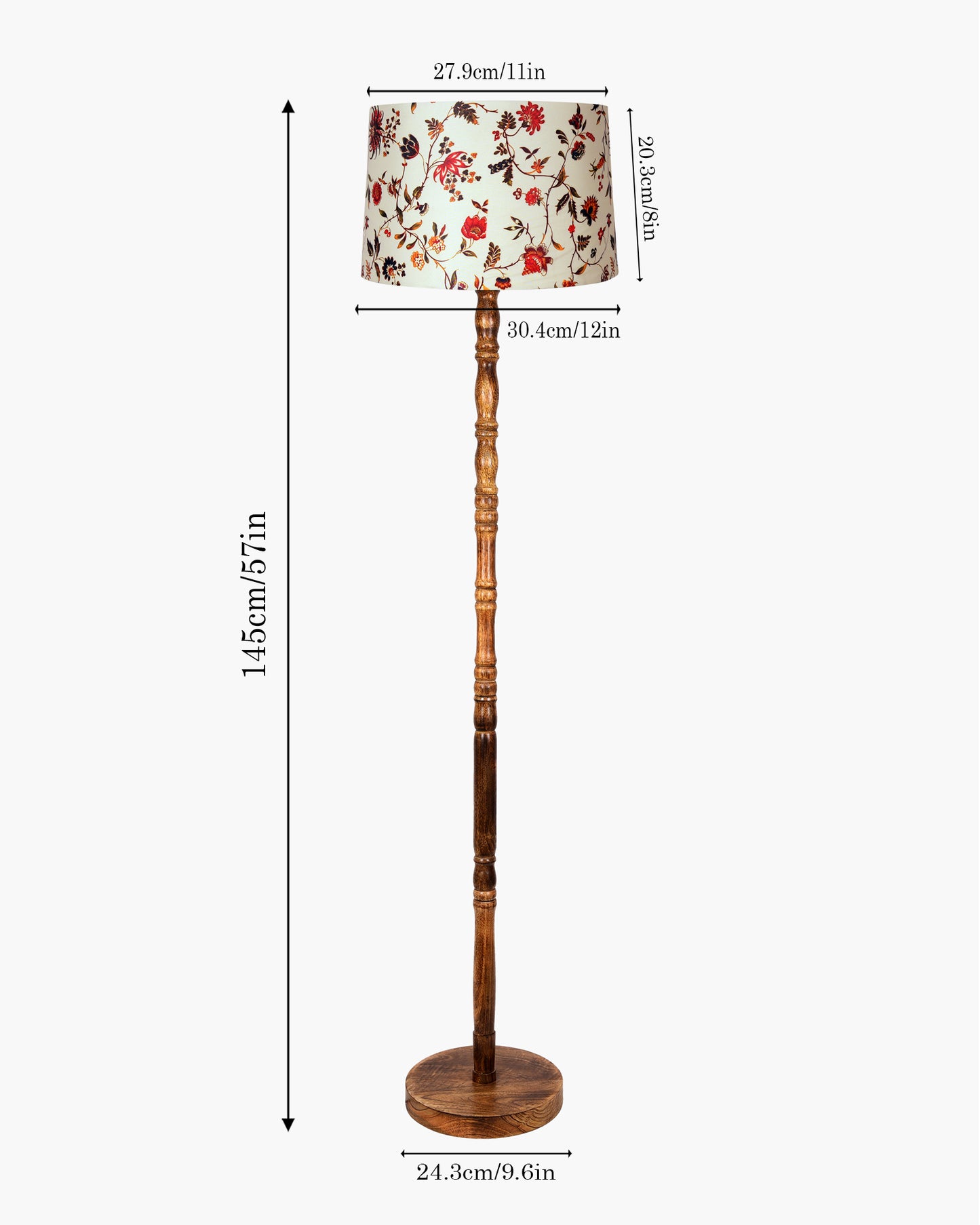 Homesake® Mid Century Solid Wood Antique Floor Lamp,Hand turned Floor Lamp Wood for Living Room,Stand Lamp with Fabric Lampshade for Bedroom, Study Room and Office