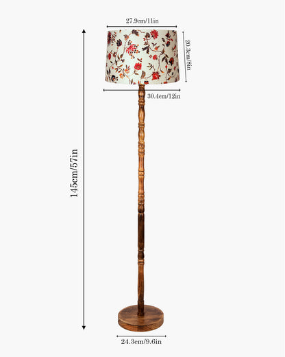Homesake® Mid Century Solid Wood Antique Floor Lamp,Hand turned Floor Lamp Wood for Living Room,Stand Lamp with Fabric Lampshade for Bedroom, Study Room and Office