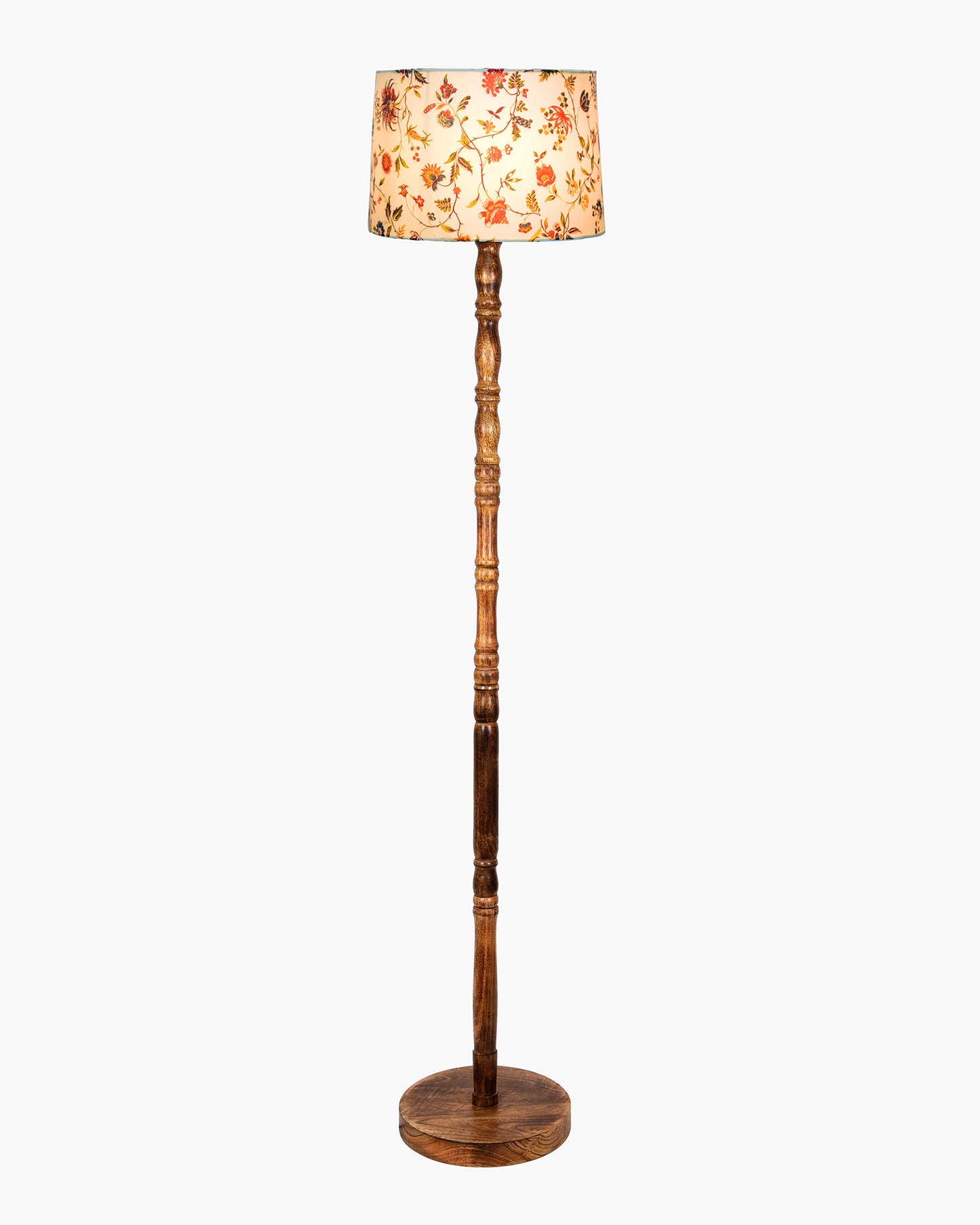 Homesake® Mid Century Solid Wood Antique Floor Lamp,Hand turned Floor Lamp Wood for Living Room,Stand Lamp with Fabric Lampshade for Bedroom, Study Room and Office