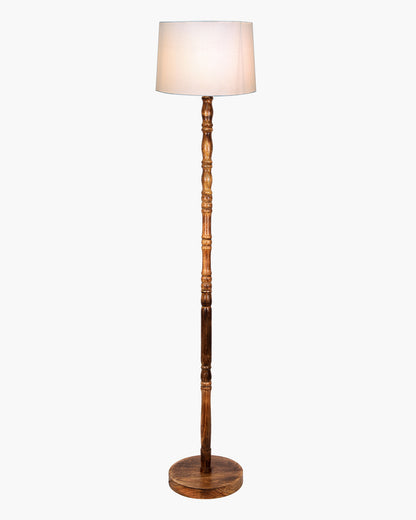 Homesake® Mid Century Solid Wood Antique Floor Lamp,Hand turned Floor Lamp Wood for Living Room,Stand Lamp with Fabric Lampshade for Bedroom, Study Room and Office