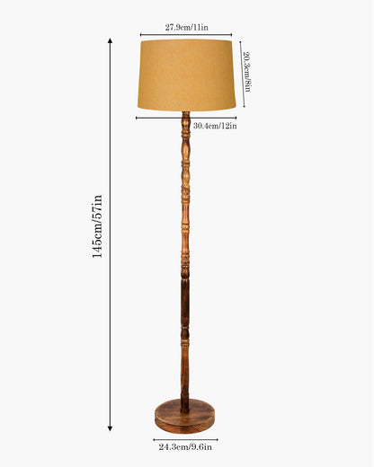 Homesake® Mid Century Solid Wood Antique Floor Lamp,Hand turned Floor Lamp Wood for Living Room,Stand Lamp with Fabric Lampshade for Bedroom, Study Room and Office