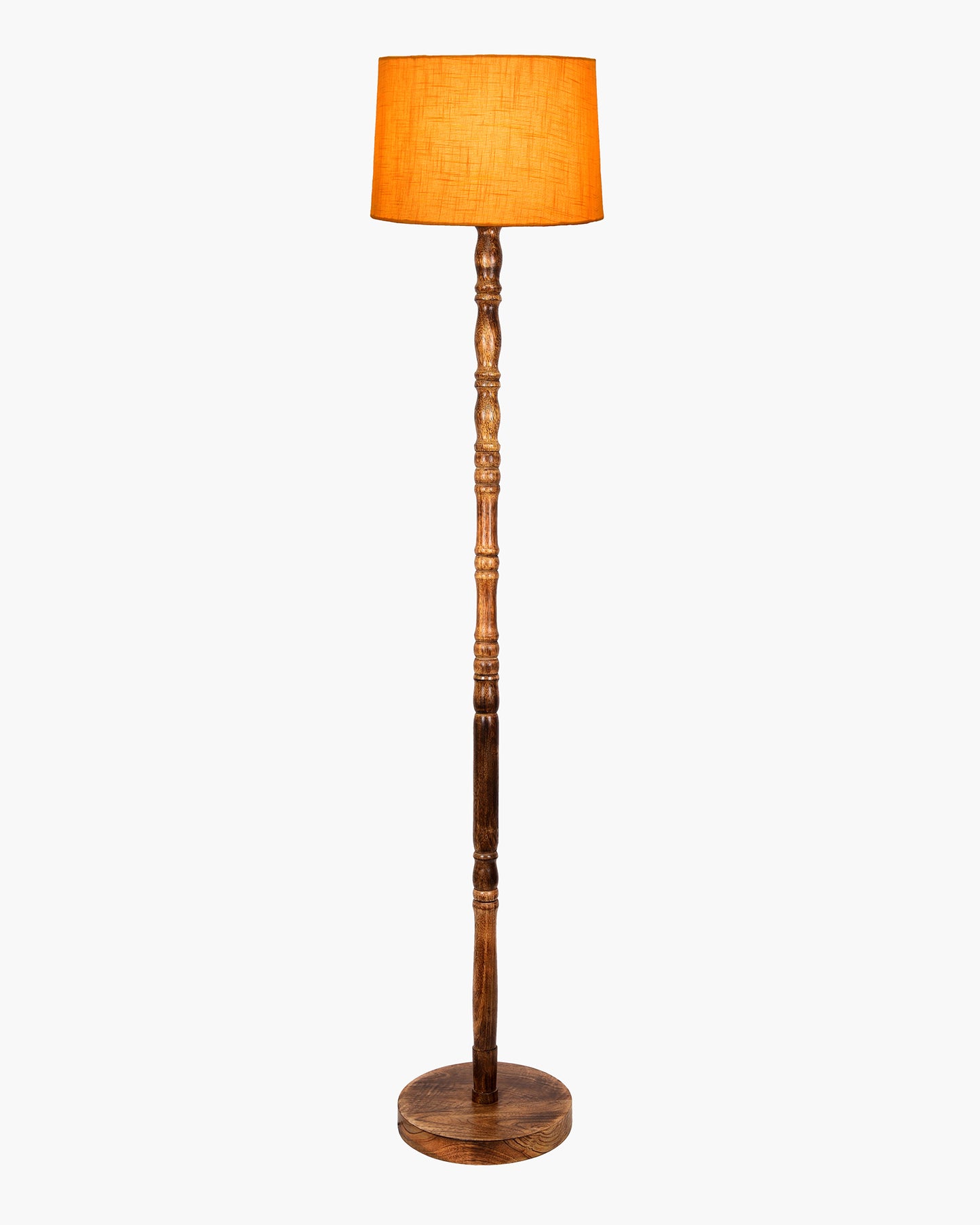 Homesake® Mid Century Solid Wood Antique Floor Lamp,Hand turned Floor Lamp Wood for Living Room,Stand Lamp with Fabric Lampshade for Bedroom, Study Room and Office