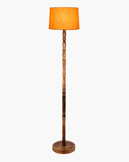 Homesake® Mid Century Solid Wood Antique Floor Lamp,Hand turned Floor Lamp Wood for Living Room,Stand Lamp with Fabric Lampshade for Bedroom, Study Room and Office