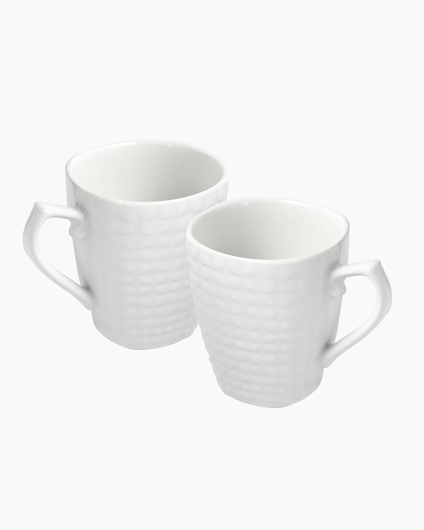 Homesake® Coffee Mugs 355ml Ceramic Mug Set with Embossment, Stackable Mugs for Coffee/Tea/Latte/Cappuccino, Microwave & Dishwasher Safe, Gift for Men & Women, (White)
